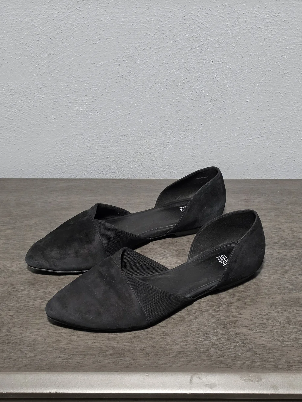 EILEEN FISHER Ida Dorsay Flats Womens Size 8.5 Black Suede Leather Minimalist
